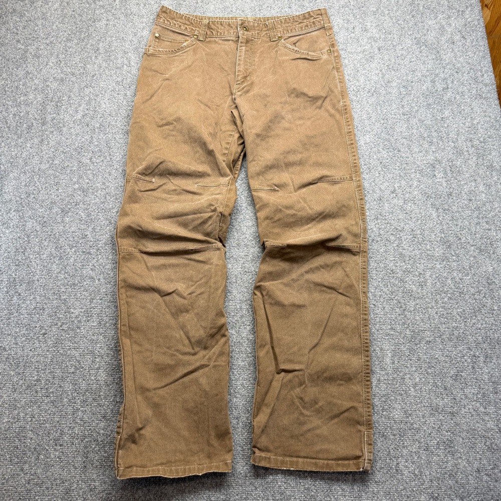 Eddie Bauer Mens Brown Canvas Work Pants Articulated Knee Utility Trousers 34x34